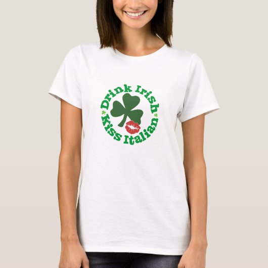 Drink Irish Kiss Italy Red Lips Shamrock T-shirt (Voorkant)