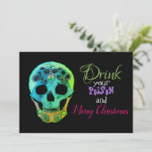 Drink je gif en prettige kerstuitnodiging kaart (Staand voorkant)