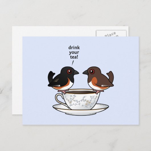 Drink je thee! briefkaart (Voorkant / Achterkant)