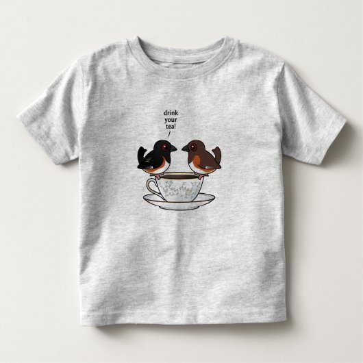 Drink je thee! kinder shirts (Voorkant)