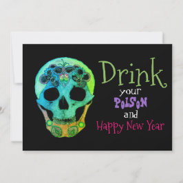 Drink je toverdrank en gelukkig nieuwjaar uitnodig kaart