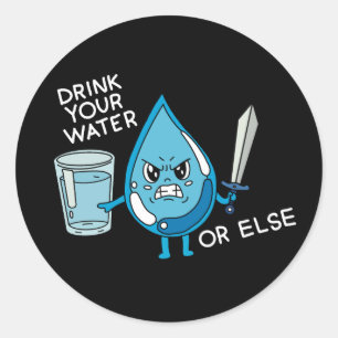 drink je water grappige grap drop cartoon animatie ronde sticker
