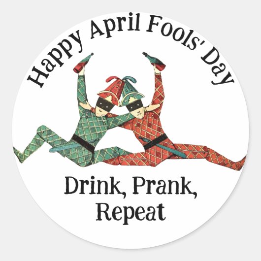Drink Jesters April Fools Day Ronde Sticker (Voorkant)