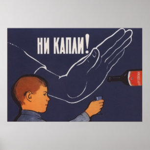 Drink, jeugd, sovjetantialcoholisme vintage poster