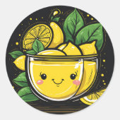 Drink Kawaii Lemonade Ronde Sticker (Voorkant)
