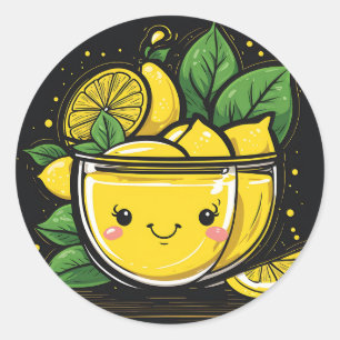 Drink Kawaii Lemonade Ronde Sticker