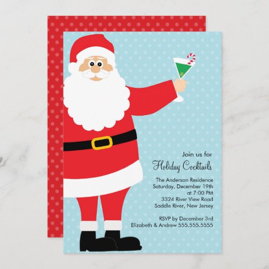 Drink kerstfeest met kerstmis in Santa Holiday Kaart (Voorkant / Achterkant)