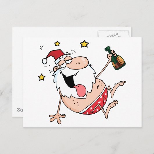 Drink kerstman feestdagenkaart (Voorkant / Achterkant)