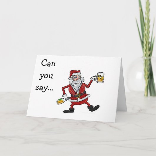 DRINK KERSTMAN ZEGT EET, DRINK / WEES VROLIJK FEESTDAGEN KAART (Voorkant)