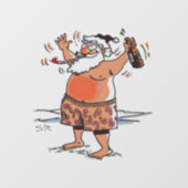 Drink kerstman zien door venster vastklampen terug raamsticker (Vel)