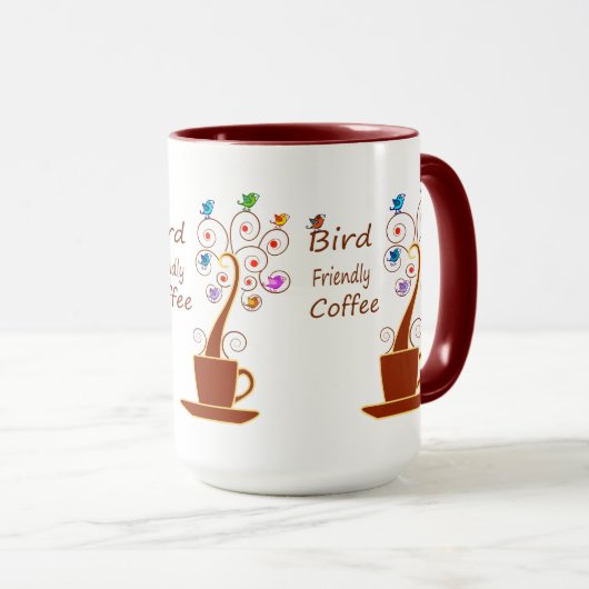 Drink koffie, bespaar vogels mok (Voorkant rechts)