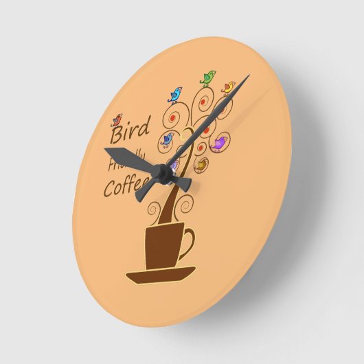 Drink koffie, bespaar vogels ronde klok (Hoek)