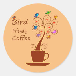 Drink Koffie Bespaar Vogels Ronde Sticker