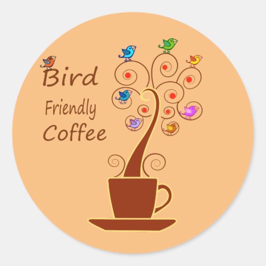 Drink Koffie Bespaar Vogels Ronde Sticker (Voorkant)