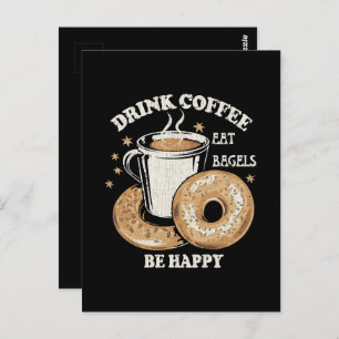 Drink Koffie Eet Bagels Wees blij Briefkaart