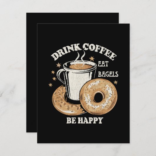 Drink Koffie Eet Bagels Wees blij Informatiekaartje (Voorkant / Achterkant)