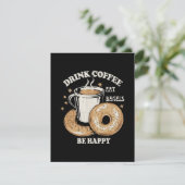 Drink Koffie Eet Bagels Wees blij Informatiekaartje (Staand voorkant)