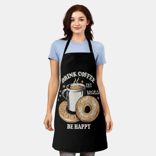 Drink Koffie Eet Bagels Wees blij Schort (Gedragen)