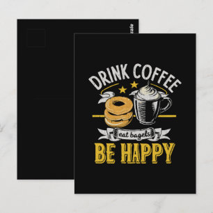 Drink Koffie Eet Bagels Wees Gelukkig Briefkaart