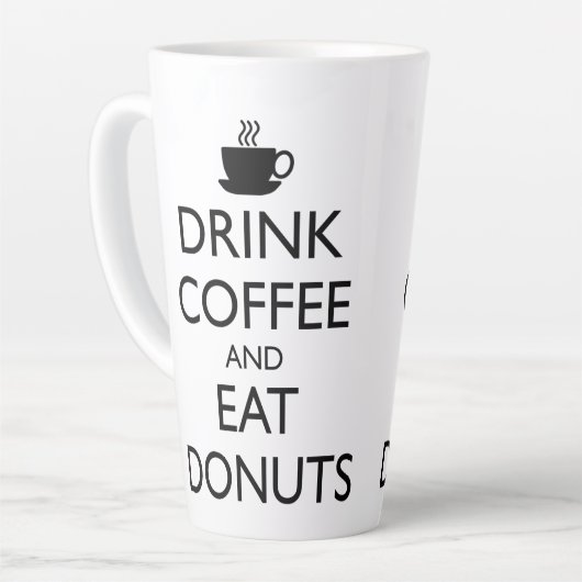 DRINK KOFFIE EN EAT DONUTS LATTE MOK (Linkerhoek)