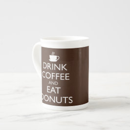 DRINK KOFFIE EN EAT DONUTS PORSELEIN KOP