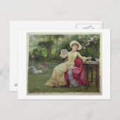 Drink koffie en lezen in de tuin (m/v briefkaart (Voorkant / Achterkant)