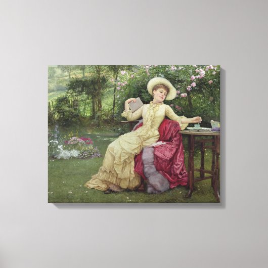 Drink koffie en lezen in de tuin (m/v canvas afdruk (Voorkant)