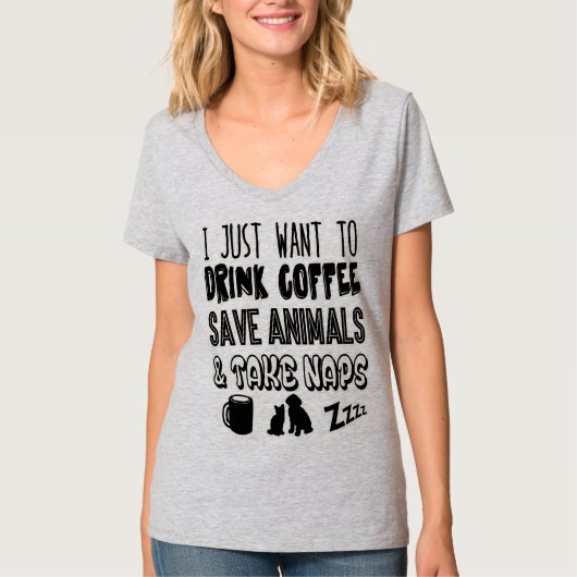 Drink koffie- en reddingdieren t-shirt (Voorkant)
