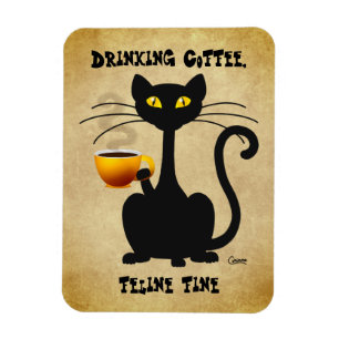 Drink koffie - Feline Fine - Flexible Magnet Magneet