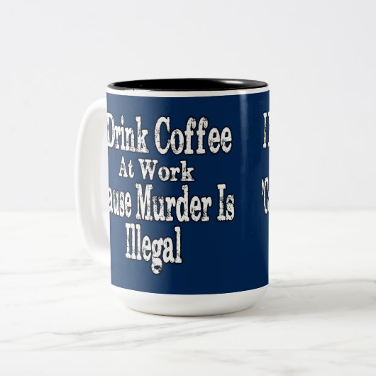 Drink Koffie Humor Tweekleurige Koffiemok (Voorkant links)