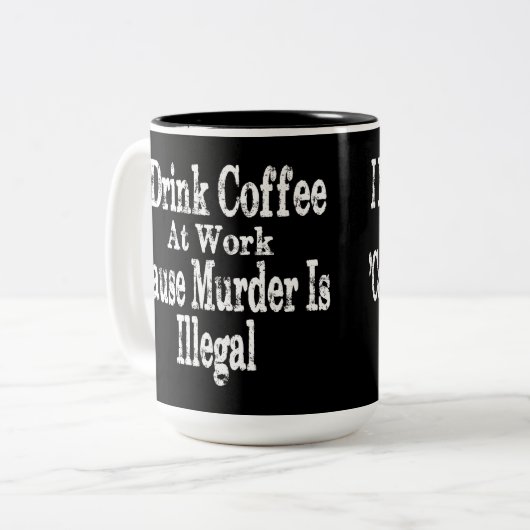 Drink Koffie Humor Tweekleurige Koffiemok (Voorkant links)