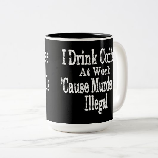 Drink Koffie Humor Tweekleurige Koffiemok (Voorkant rechts)