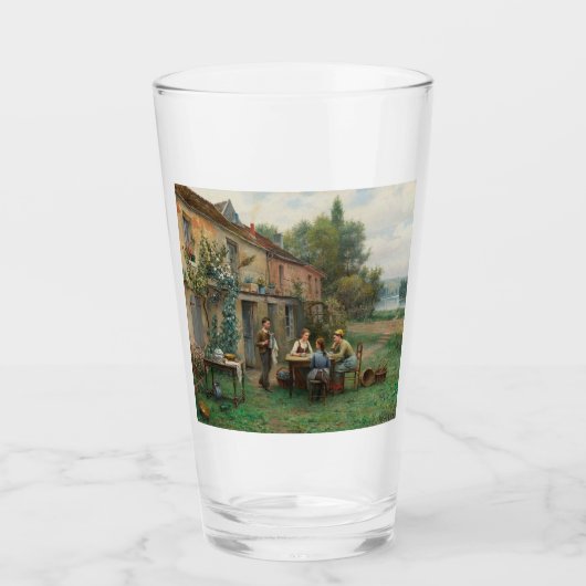 Drink koffie in de tuin (Frans landschap) Glas (Voorkant)