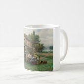 Drink koffie in de tuin (Frans landschap) Koffiemok (Voorkant rechts)