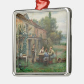 Drink koffie in de tuin (Frans landschap) Metalen Ornament (Links)