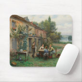 Drink koffie in de tuin (Frans landschap) Muismat (Met muis)