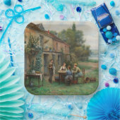 Drink koffie in de tuin (Frans landschap) Papieren Bordje (Feest)