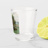 Drink koffie in de tuin (Frans landschap) Shot Glas (Rechts)