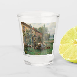 Drink koffie in de tuin (Frans landschap) Shot Glas