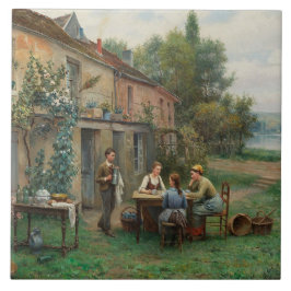 Drink koffie in de tuin (Frans landschap) Tegeltje