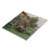 Drink koffie in de tuin (Frans landschap) Tegeltje (Zijkant)