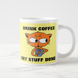DRINK KOFFIE KRIJGT STUFF GEDAAN Cute Cat Grote Koffiekop