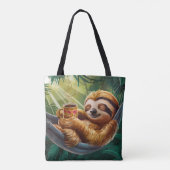 Drink Koffie Schattigee Luiaard Tote Bag (Achterkant)