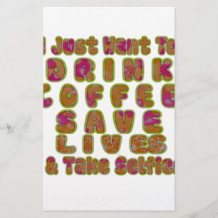 Drink Koffie Sla Levens Red & Maak Selfies Kunstpr Briefpapier