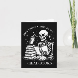 Drink Koffie Vermijd Mensen Lees boeken Halloween Kaart