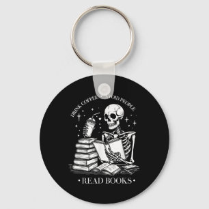 Drink Koffie Vermijd Mensen Lees boeken Halloween  Sleutelhanger
