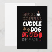 Drink Koffiekafkookplaat Hond-wijn herhalen Kaart (Voorkant / Achterkant)