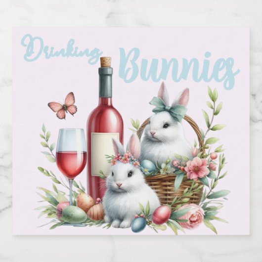 Drink konijnen Pasen Sparkling Wijnetiket (Enkel label)