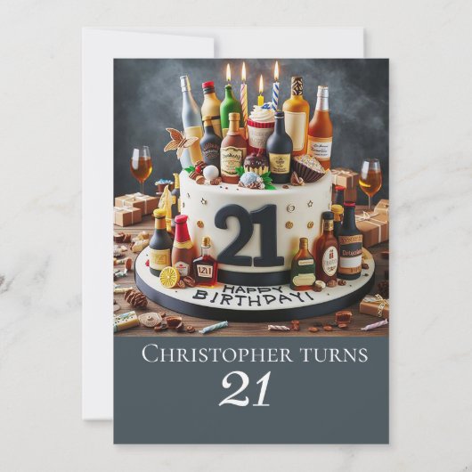 DRINK LEEFTIJD VERJAARDAGSTAART, 21e VIERING Kaart (Achterkant)