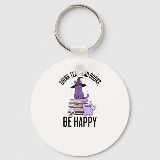Drink Lees boeken Whimsigoth Halloween Design Sleutelhanger (Voorkant)